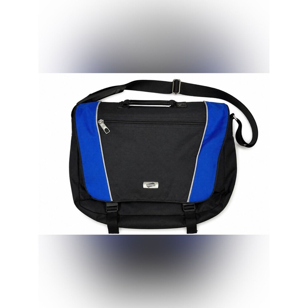 American Tourister Black & Blue Messenger Laptop Bag Travel Work Shoulder Bag